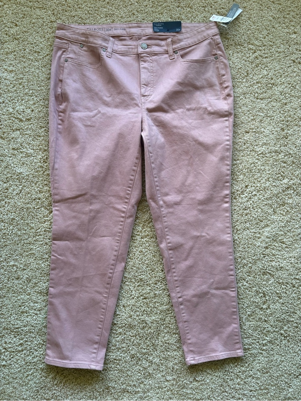 Talbots Flawless Slim Ankle Jeans Pink 16W Plus Slim Leg NWT